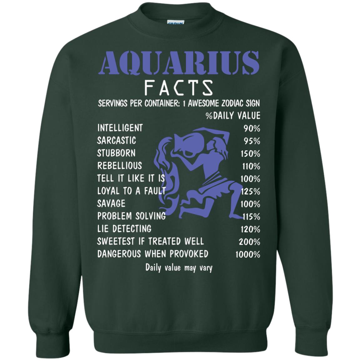 Aquarius Facts 1 Awesome Zodiac Sign Gift Shirt Fo Aquarius Horoscope Forest Green