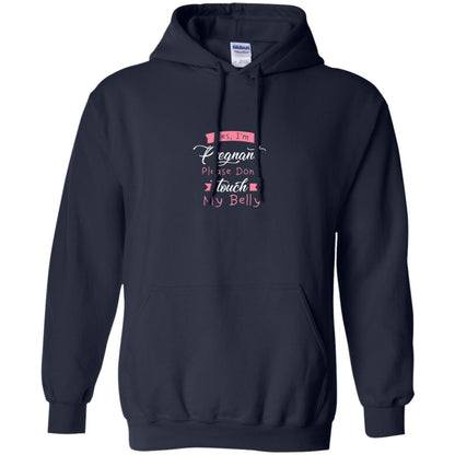 Pregnancy T-shirt Yes I_m Pregnant Please Don_t Touch My Belly Navy