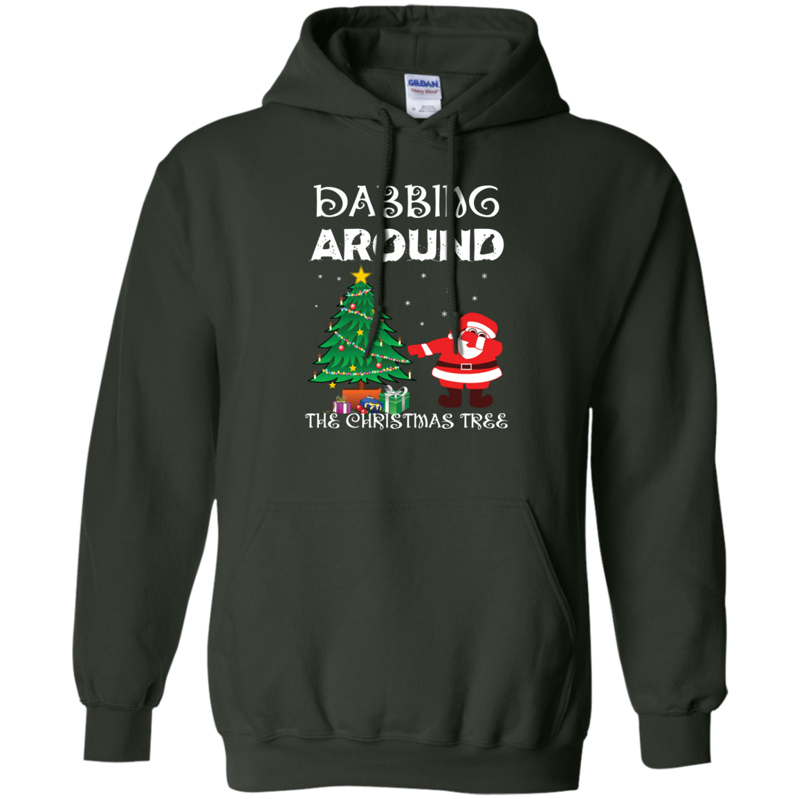 Christmas T-Shirt Dabbing Around The Christmas Tree Forest Green