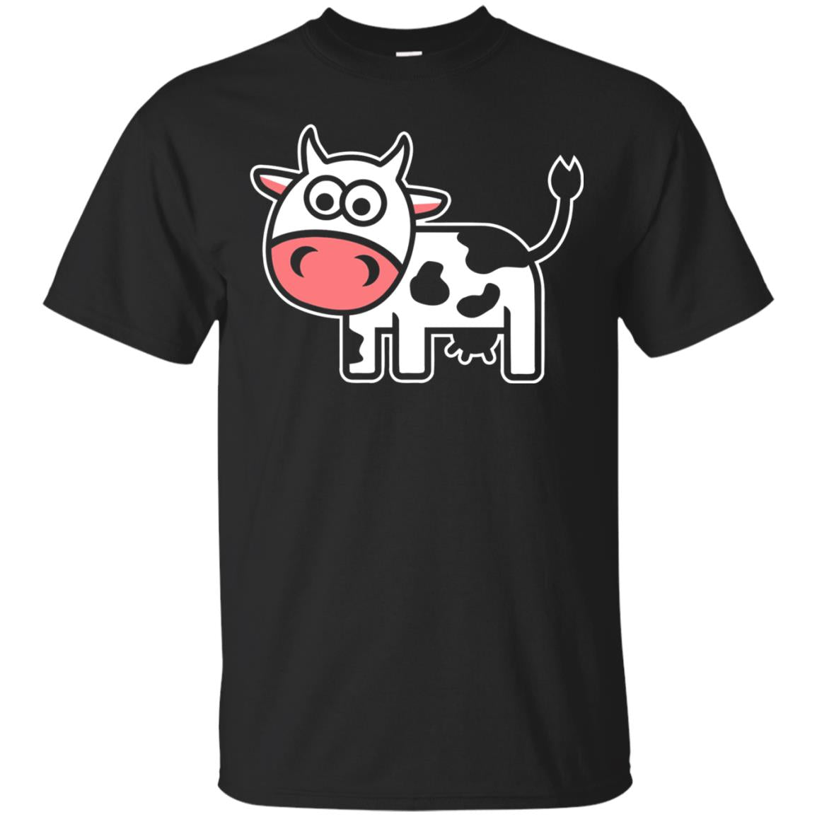 Cute Comic Cow Lover T-shirt Black