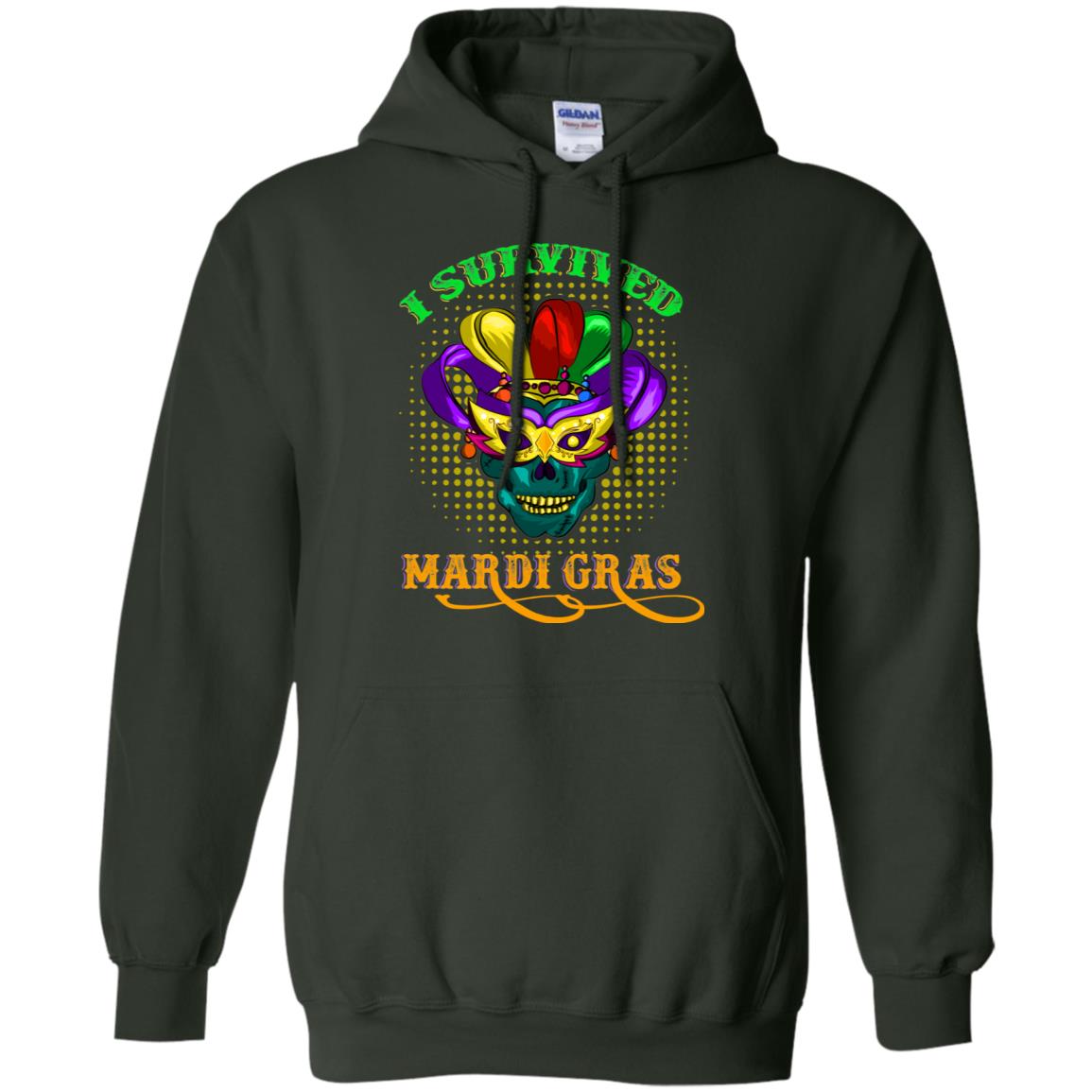 I Survived Mardi Gras Shirt Forest Green