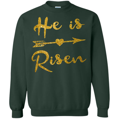 He Is Risen Christian T-shirt Forest Green