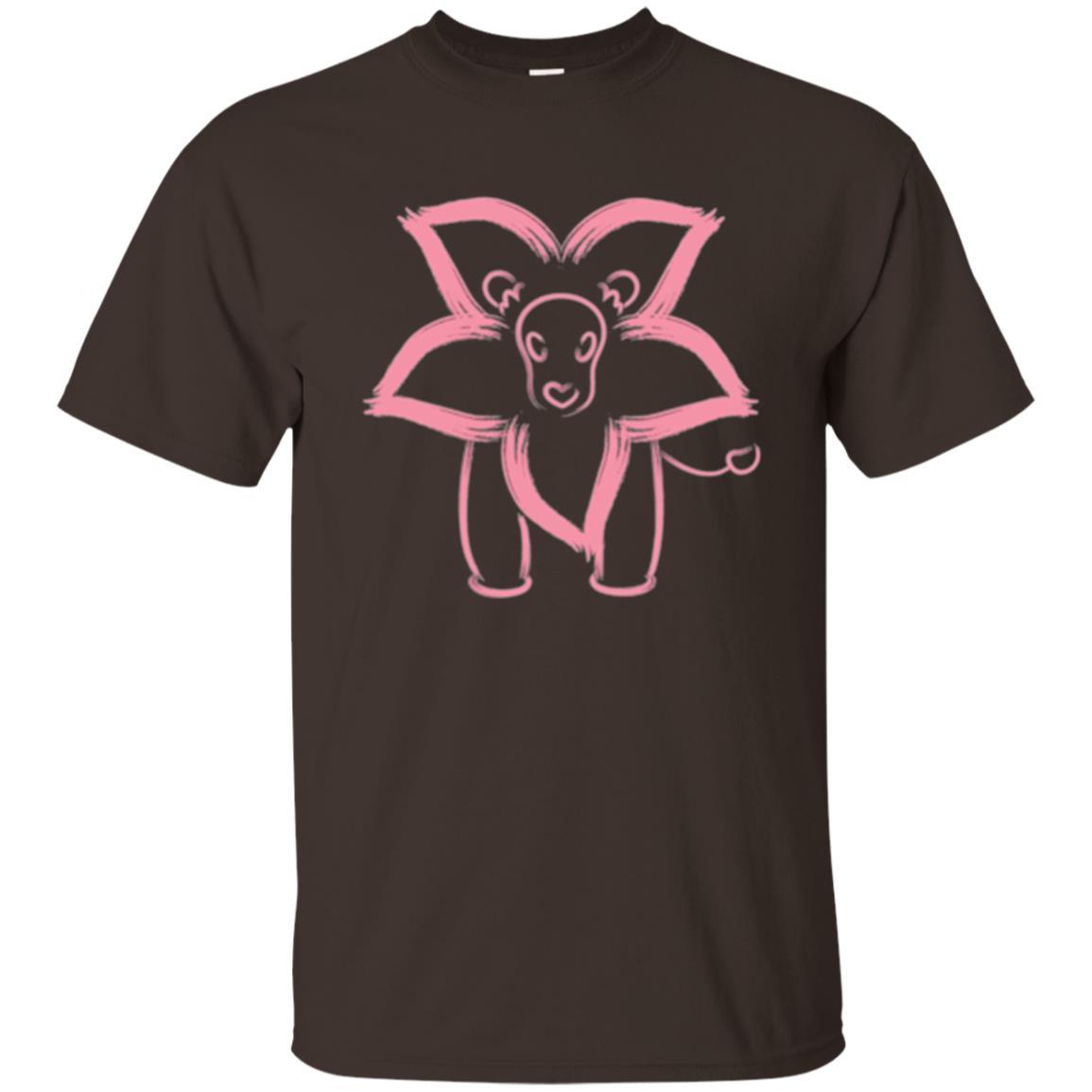 Cartoon T-shirt Flower Lion Outline Graphic Dark Chocolate
