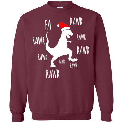Christmas T-shirt Fa Rawr Rawr Funny T-rex Dinosaur Maroon