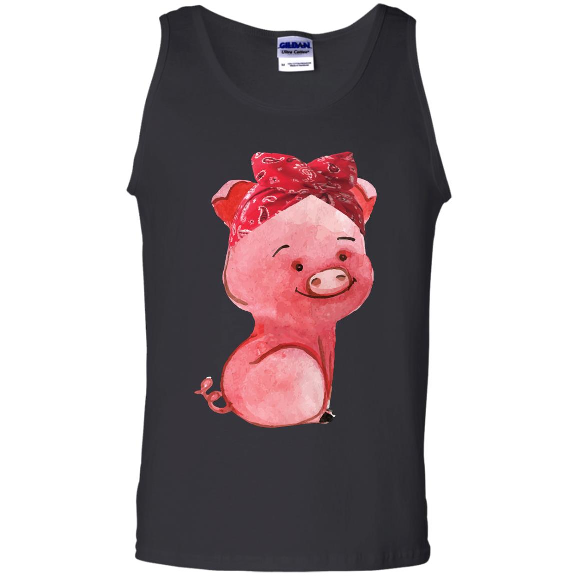 Pig Bandana Cute Pig Lovers Shirt For Girl And Women Black