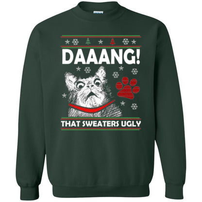 Christmas Cat T-shirt Daaang That Sweaters Ugly Forest Green