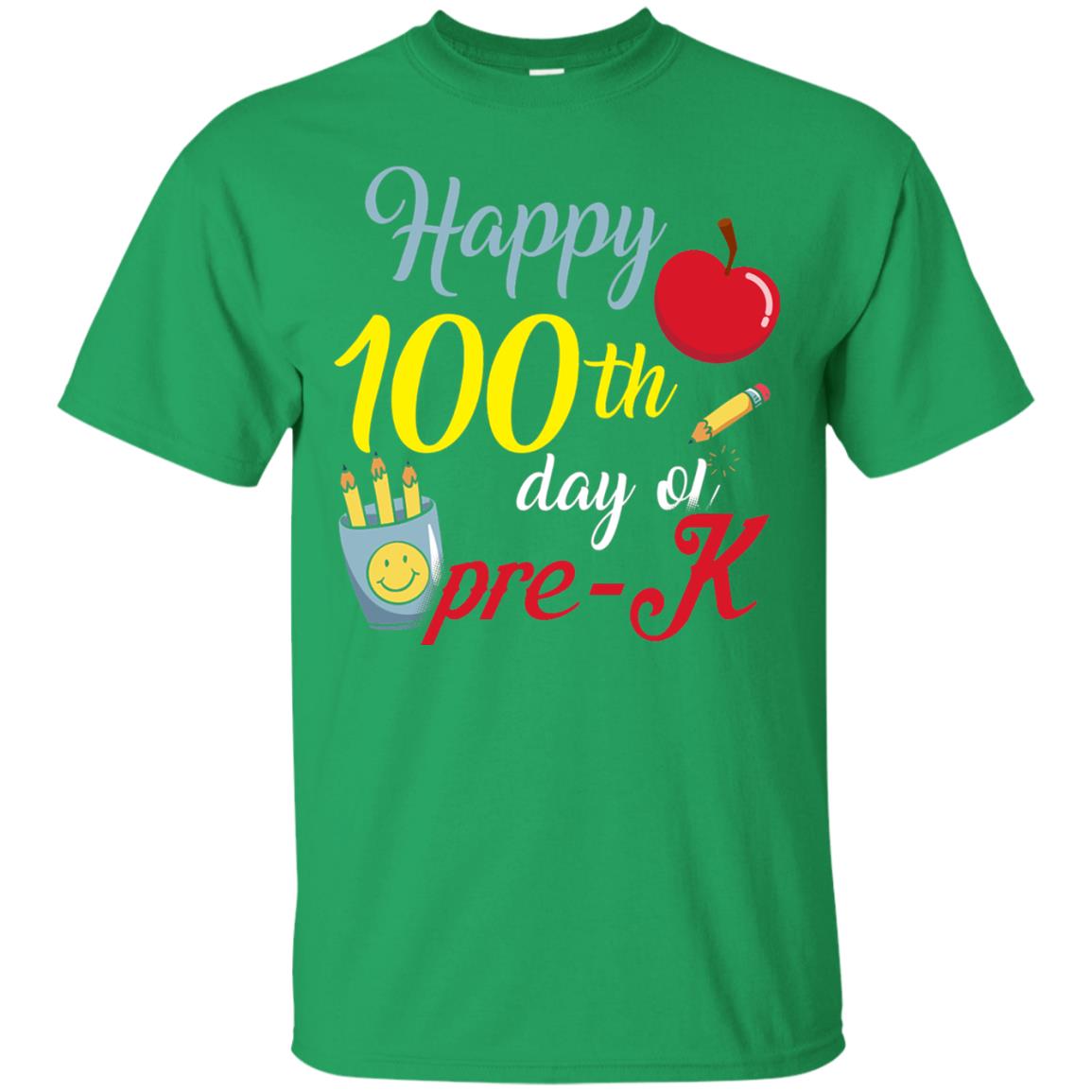 Kindergarter T-shirt Happy 100th Day Of Pre-k Irish Green