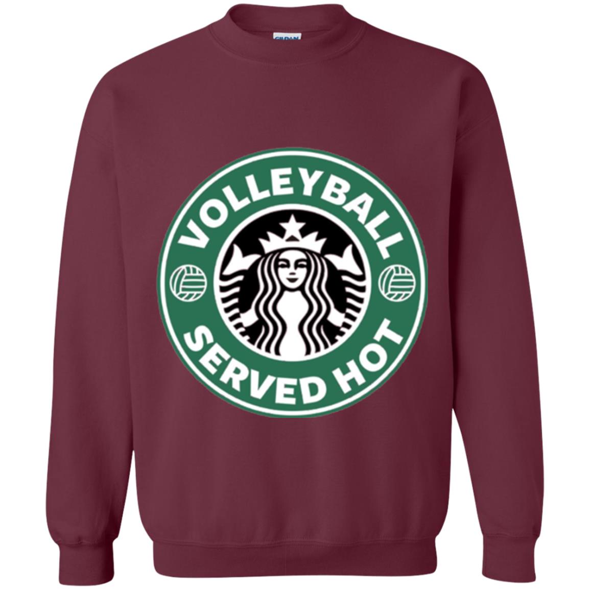 Volleyball Lovers T-shirt Served Hot Maroon
