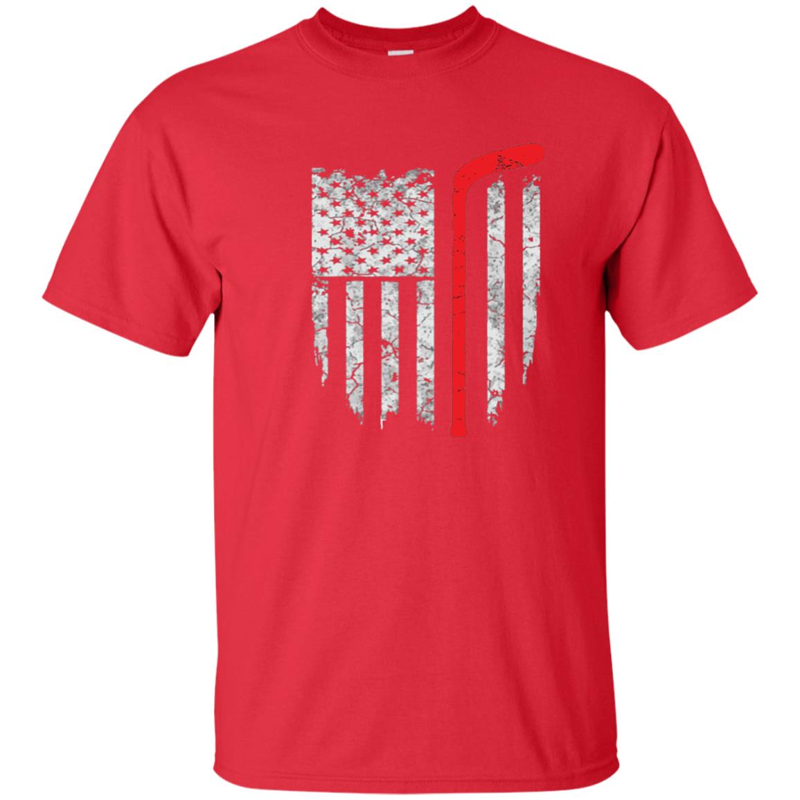Hockey American Flag Hockey Lover T-shirt Red