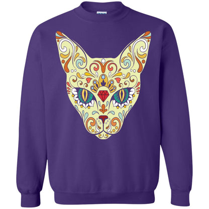 Cat Sugar Skull Design T-shirt Purple
