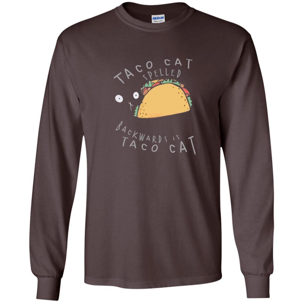 Cat Lovers T-shirt Taco Cat Spelled Backward Is Taco Cat Dark Chocolate