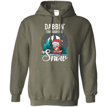 Christmas T-shirt Santa Claus Dabbing Through The Snow Military Green