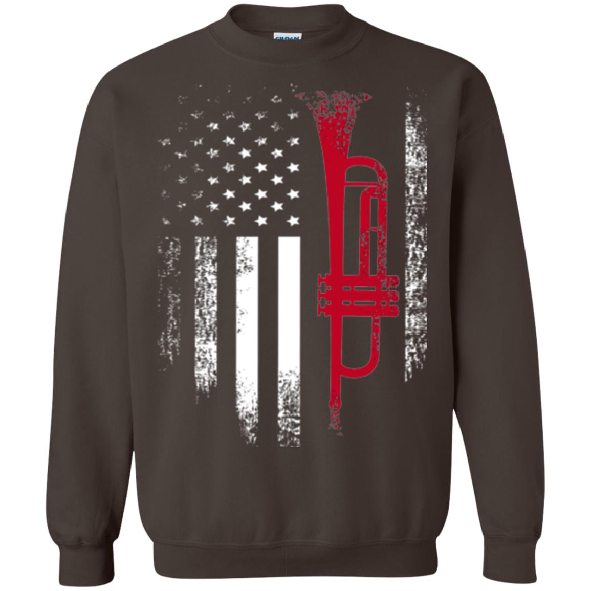 Trumpet Lovers T-shirt American Flag Dark Chocolate