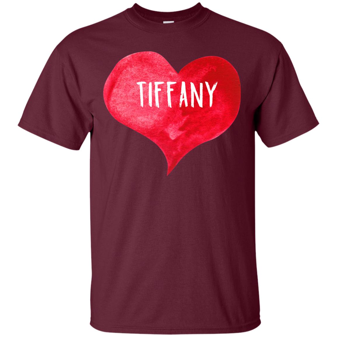 Valentine_s Day T-shirt I Love Tiffany Love Heart T-shirt Maroon