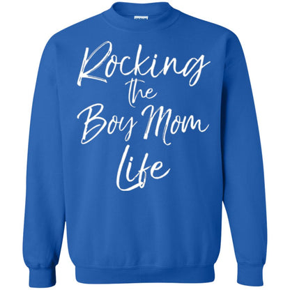 Mom T-shirt Rocking The Boy Mom Life Royal
