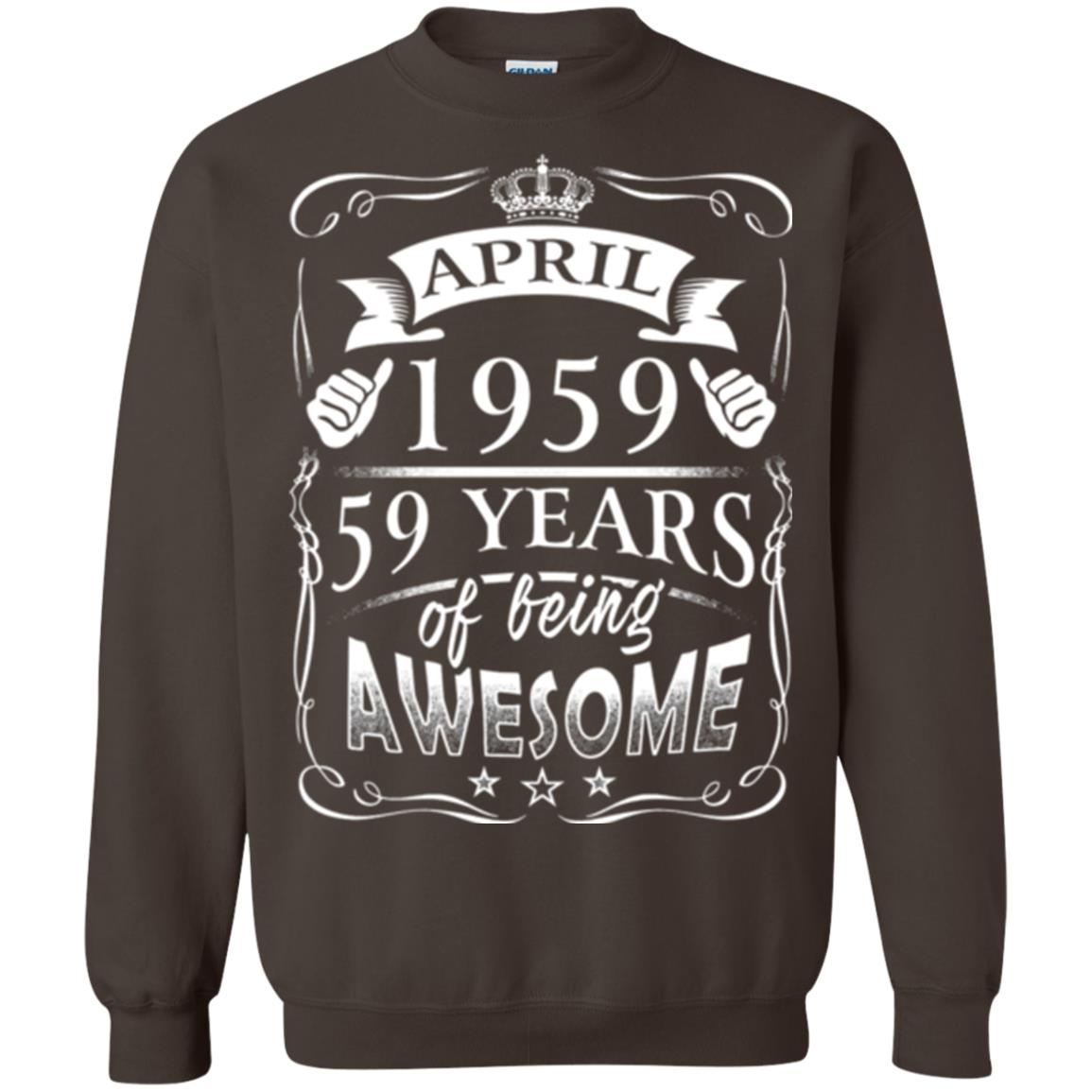 59th Birthday T-shirt April 1959 59 Years Of Being Awesome Dark Chocolate