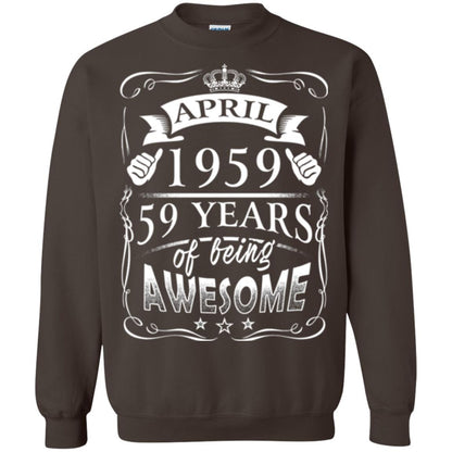 59th Birthday T-shirt April 1959 59 Years Of Being Awesome Dark Chocolate