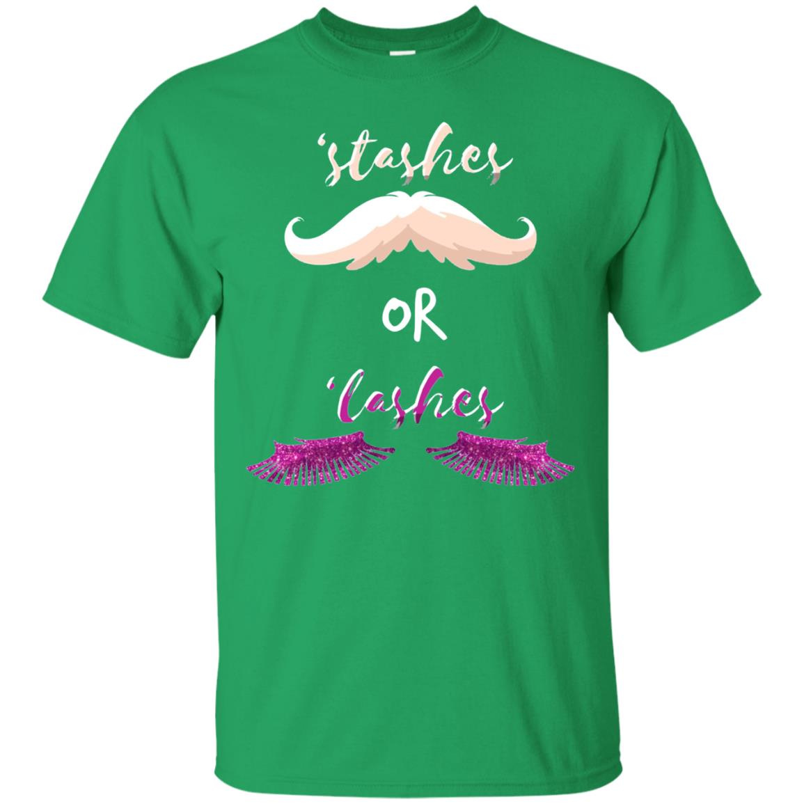 Stashes Or Lashes Funny Baby Gender Shower Reveal Pregnancy Shirt Irish Green