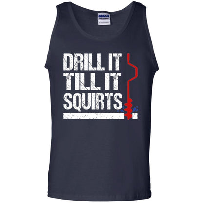Ice Fishing T-shirt Drill It Till It Squirts Navy
