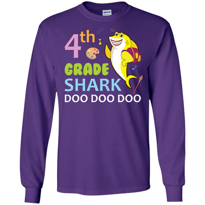 4th Grade Shark Doo Doo Doo Back To School T-shirt Purple