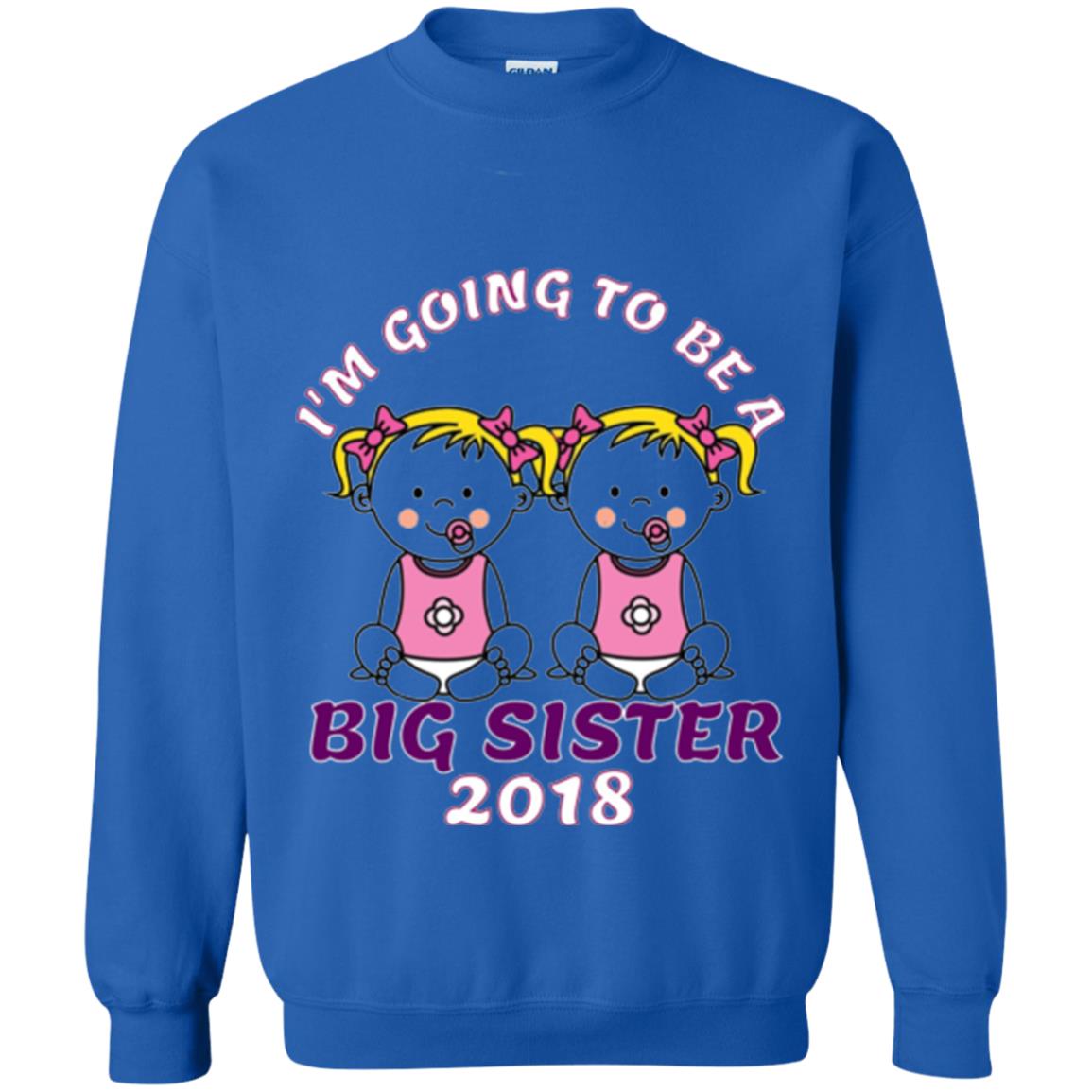 Family T-shirt I_m Going To Be A Big Sister Of Twins 2018 Royal
