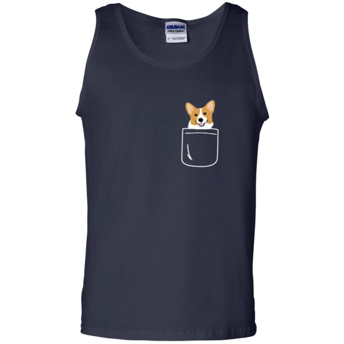 Puppy Dog Lover T-shirt Corgi In Your Front Pocket Navy