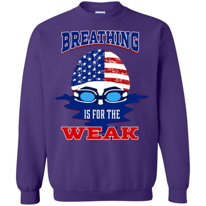 Breathing Is For The Weak Swimmer Gift Shirt Purple