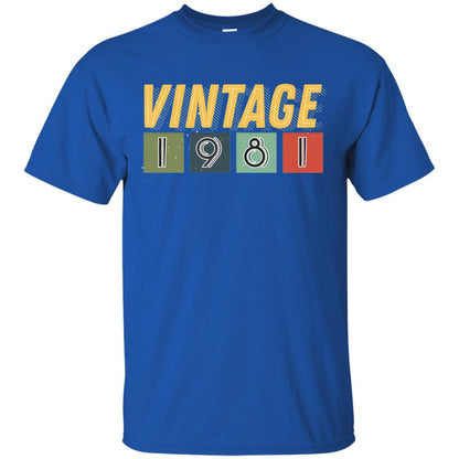 Vintage 1981 37th Birthday Gift Shirt For Mens Or Womens Royal