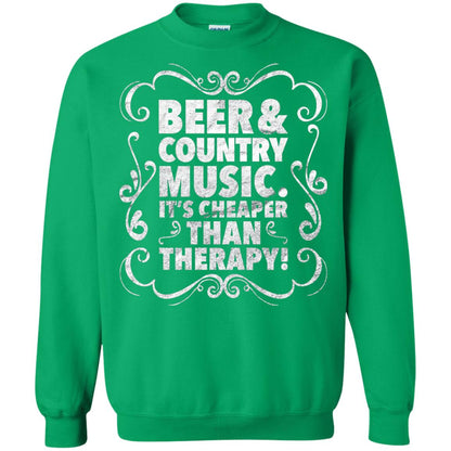 Beer Andcountry Music Its Cheaper Than Therapy Shirt Irish Green