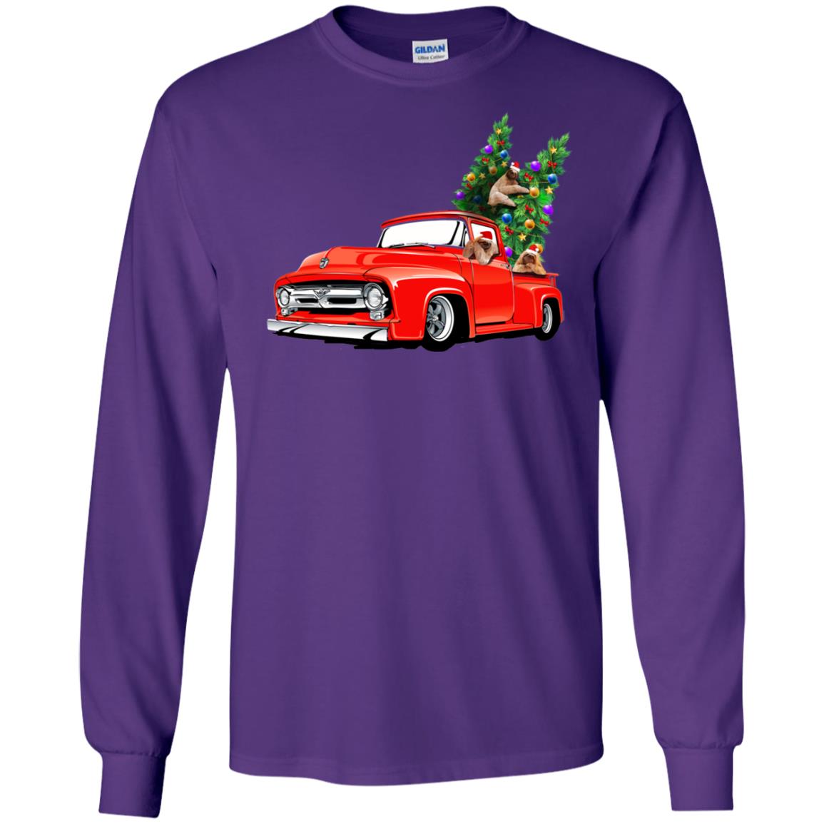 Christmas Tree And Sloths On Car X-mas Gift Shirt Purple