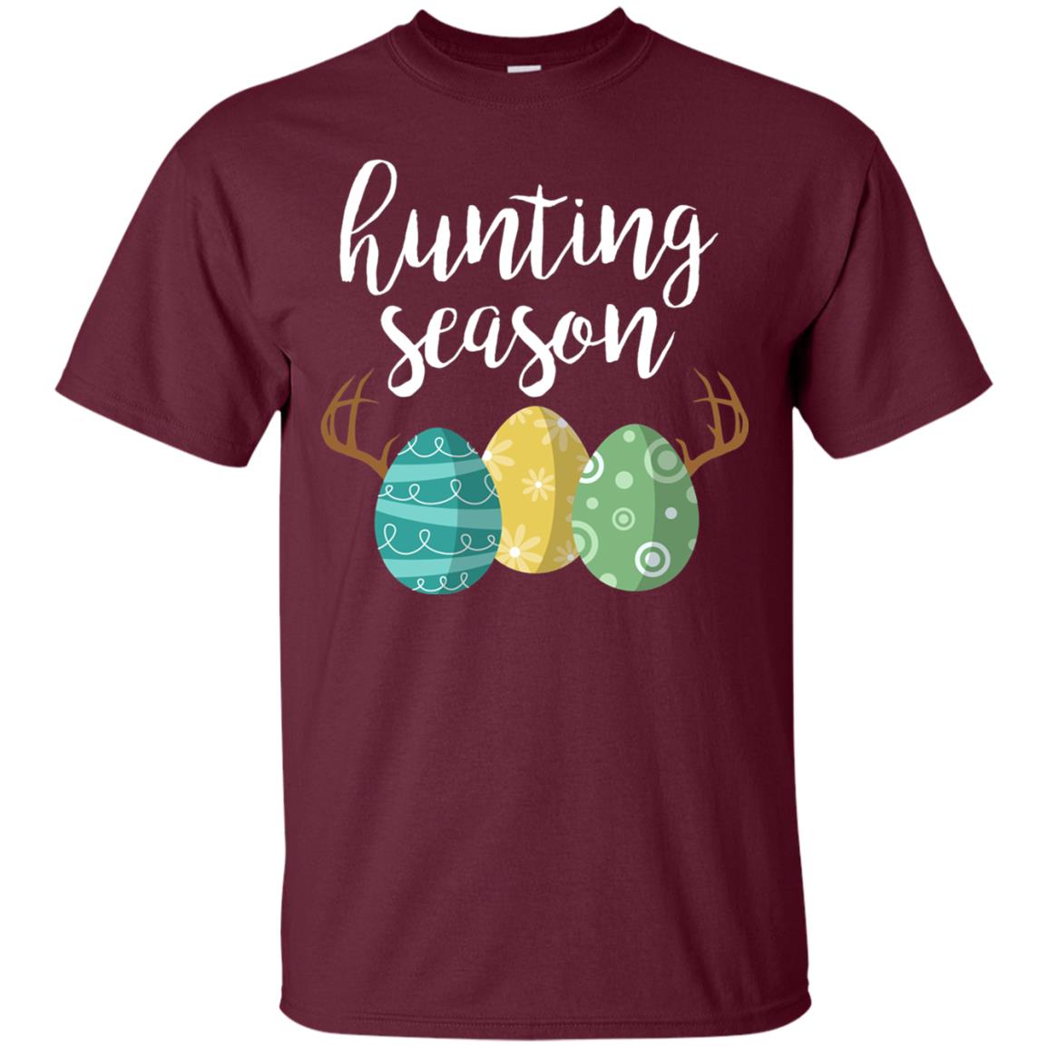 Hunting Season Bunny Funny Easter T-shirt Maroon