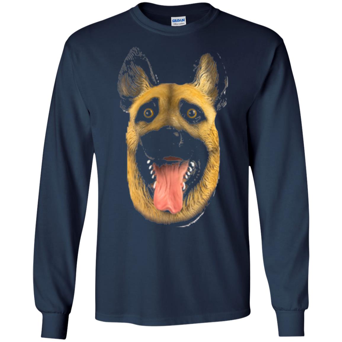 Dog Lover T-shirt Creepy Dog Head T-shirt Navy