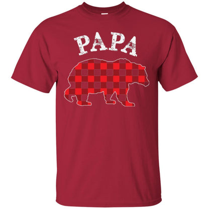 Papa T-shirt Red Plaid Papa Bear T-shirt Cardinal