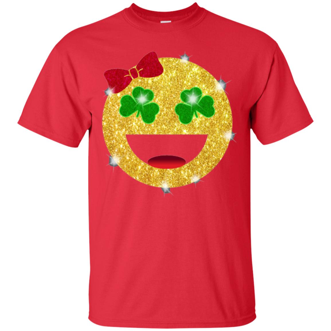 Happy Gold Blink Emoji Saint Patrick's Day T-shirt Red