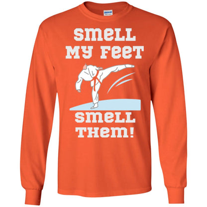 Karate Lovers T-shirt Smell My Feet Smell Them Orange