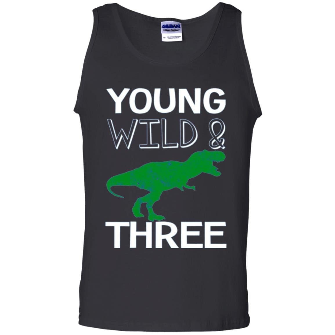 Dinosaur T-shirt Young Wild And Three Black
