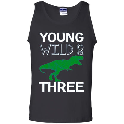 Dinosaur T-shirt Young Wild And Three Black