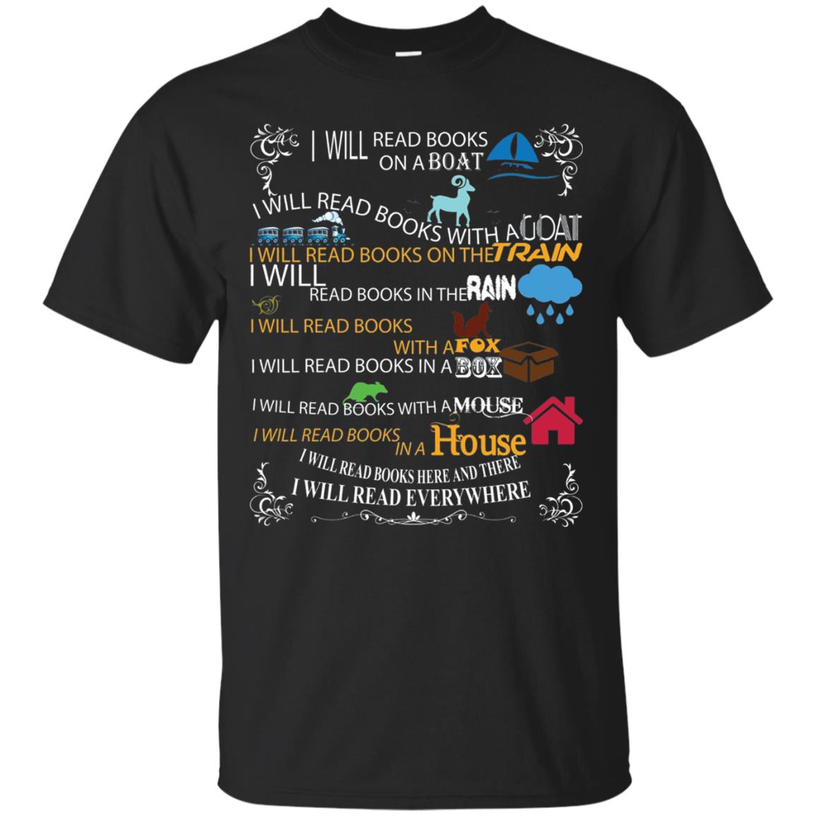 I Will Read Books On A Boat And Everywhere Bookworm T-shirt Black
