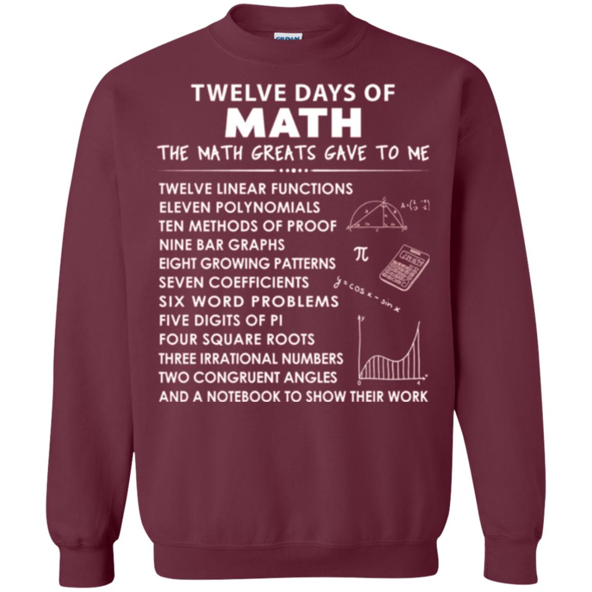 Math T-shirt Twelve Days Of Math Maroon