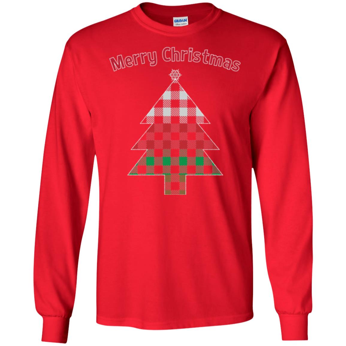 Unique Buffalo Plaid Tree Christmas Matching Pajama T-shirt Red
