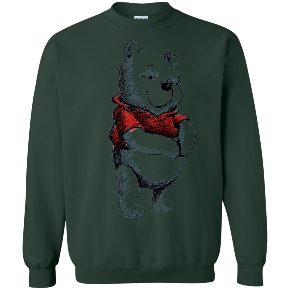 Sketch Of Winnie The Pooh Movie Lover T-shirt Forest Green