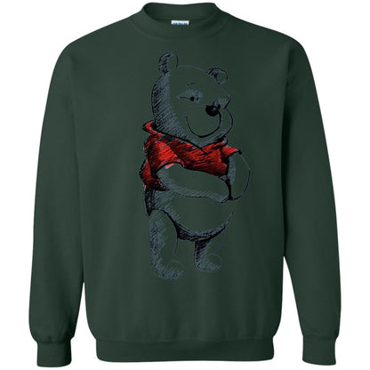 Sketch Of Winnie The Pooh Movie Lover T-shirt Forest Green