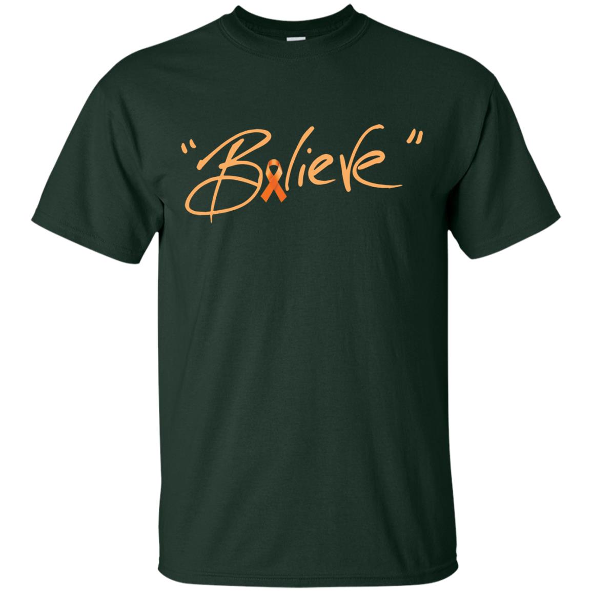 Leukemia Symptoms Awareness Shirt Orange Ribbon Believe Forest