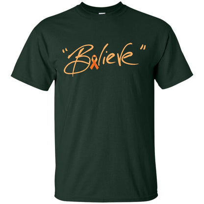 Leukemia Symptoms Awareness Shirt Orange Ribbon Believe Forest