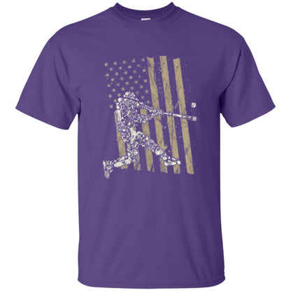 Baseball Player T-shirt American Flag Purple