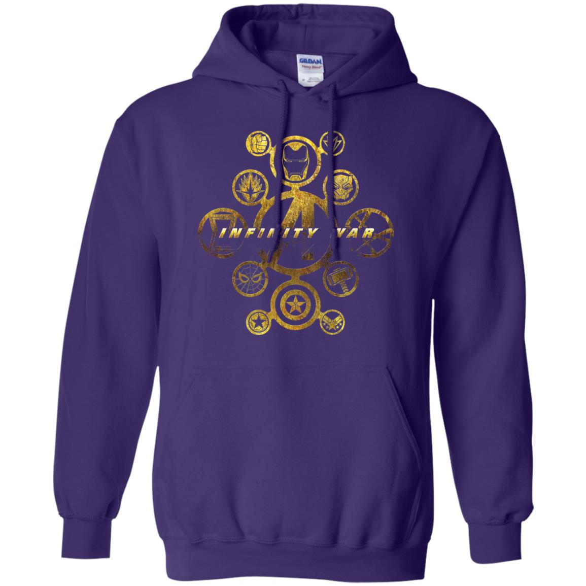 Infinity War Gold Hero Movie T-shirt Purple