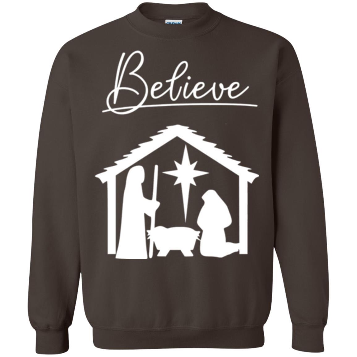 Christian Christmas T-shirt Believe Jesus Celebrate Dark Chocolate