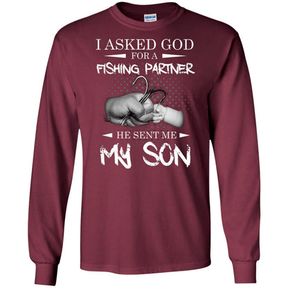 Fishing Daddy Shirt I Asked God For A Fishing Partner He Sent Me My Son Maroon
