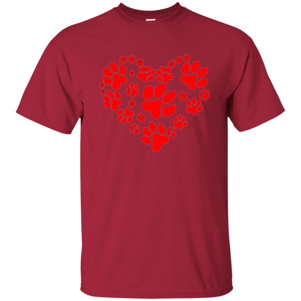 Dog Lover T-shirt Dog Paw Heart Valentine T-shirt Cardinal