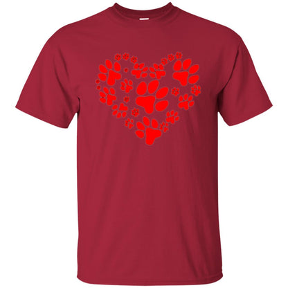 Dog Lover T-shirt Dog Paw Heart Valentine T-shirt Cardinal